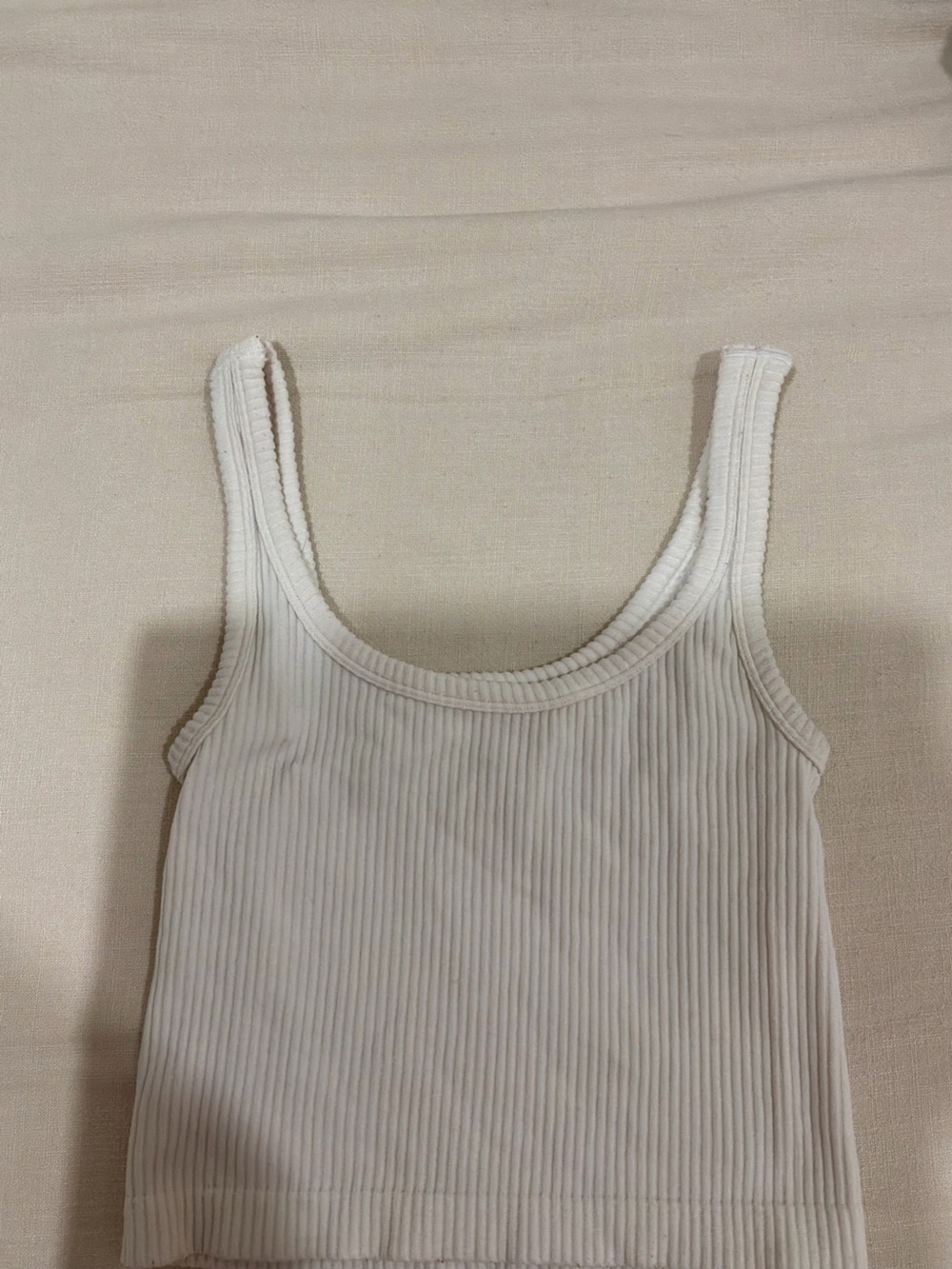 Cream Ribbed Scoop Tank
